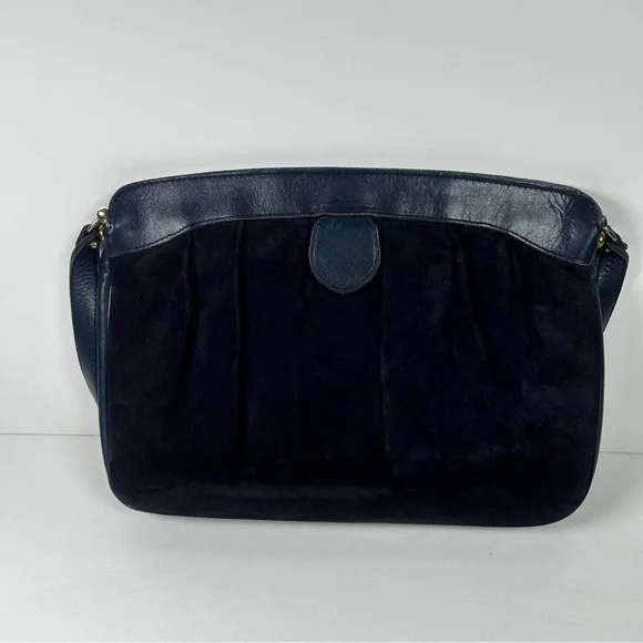 Vintage Etienne Aigner Suede And Leather Blue Shoulder Handbag - Picture 3 of 7